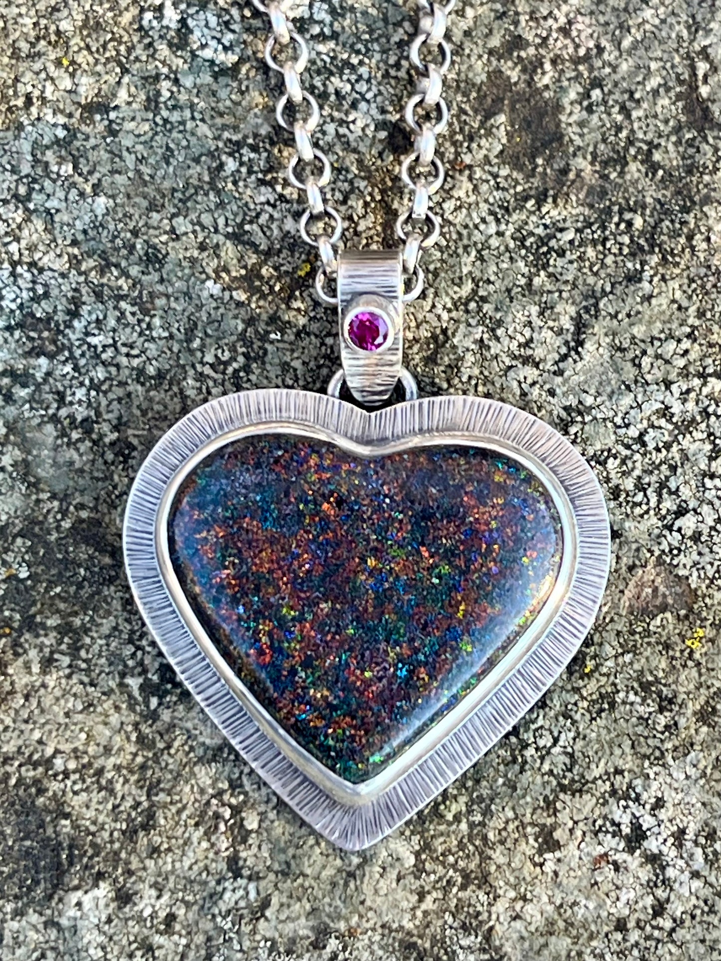 Andamooka Opal Heart Necklace