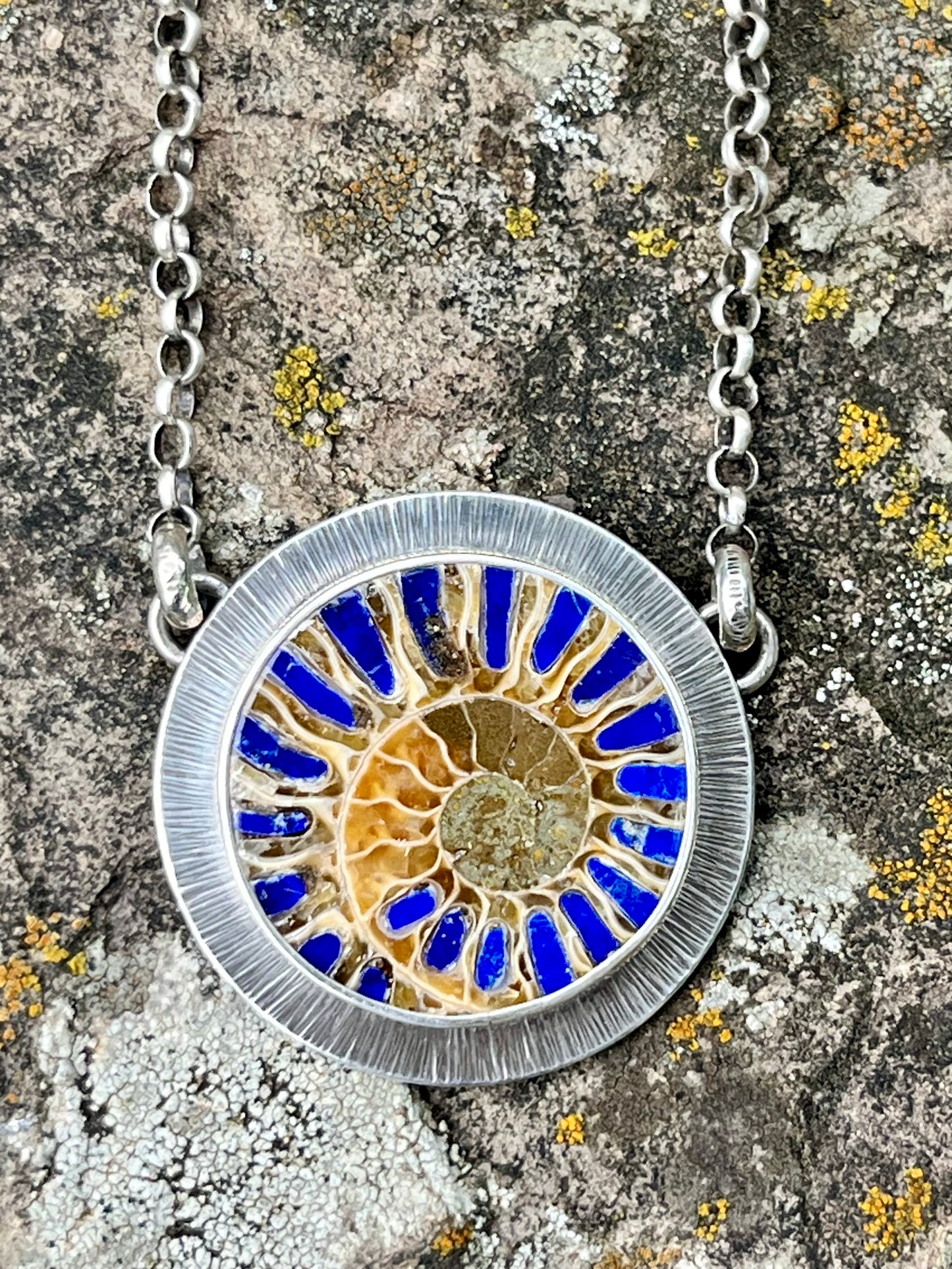 Ammonite with Lapis Inlay Necklace