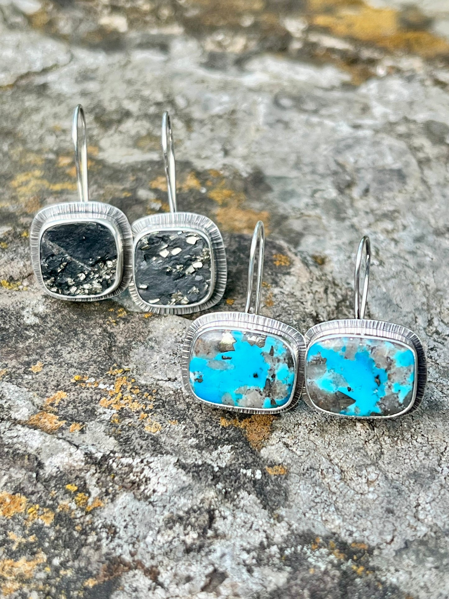 Pyrite Drusy Hook Earrings