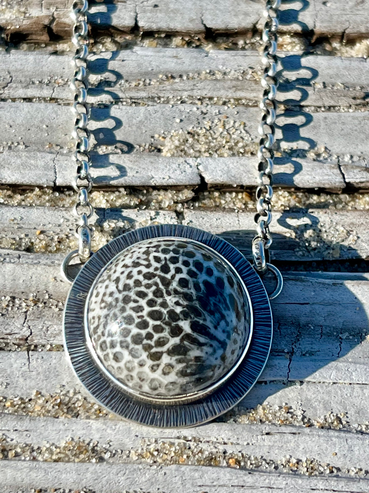 Black Fossil Coral Necklace
