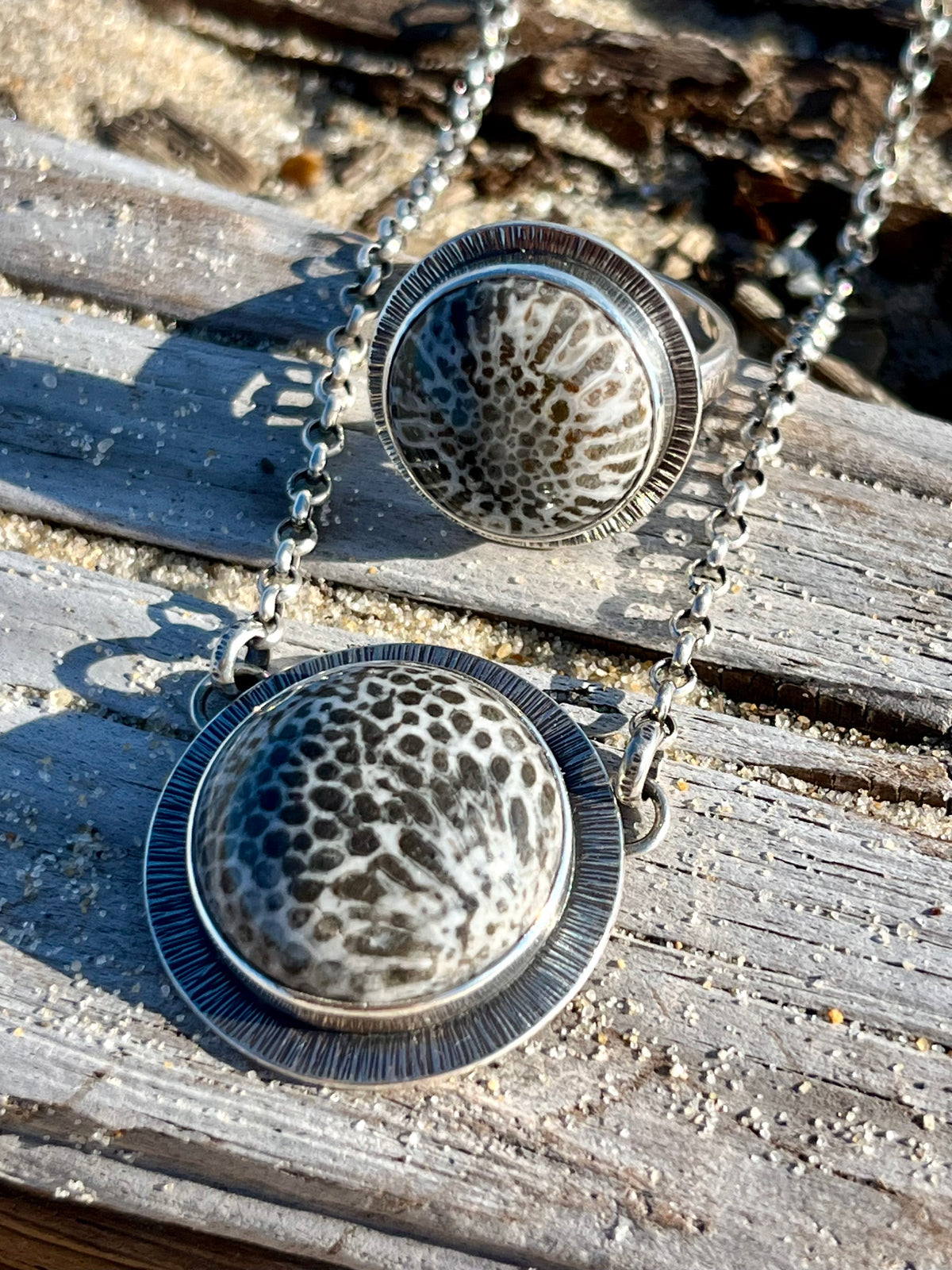 Black Fossil Coral Necklace