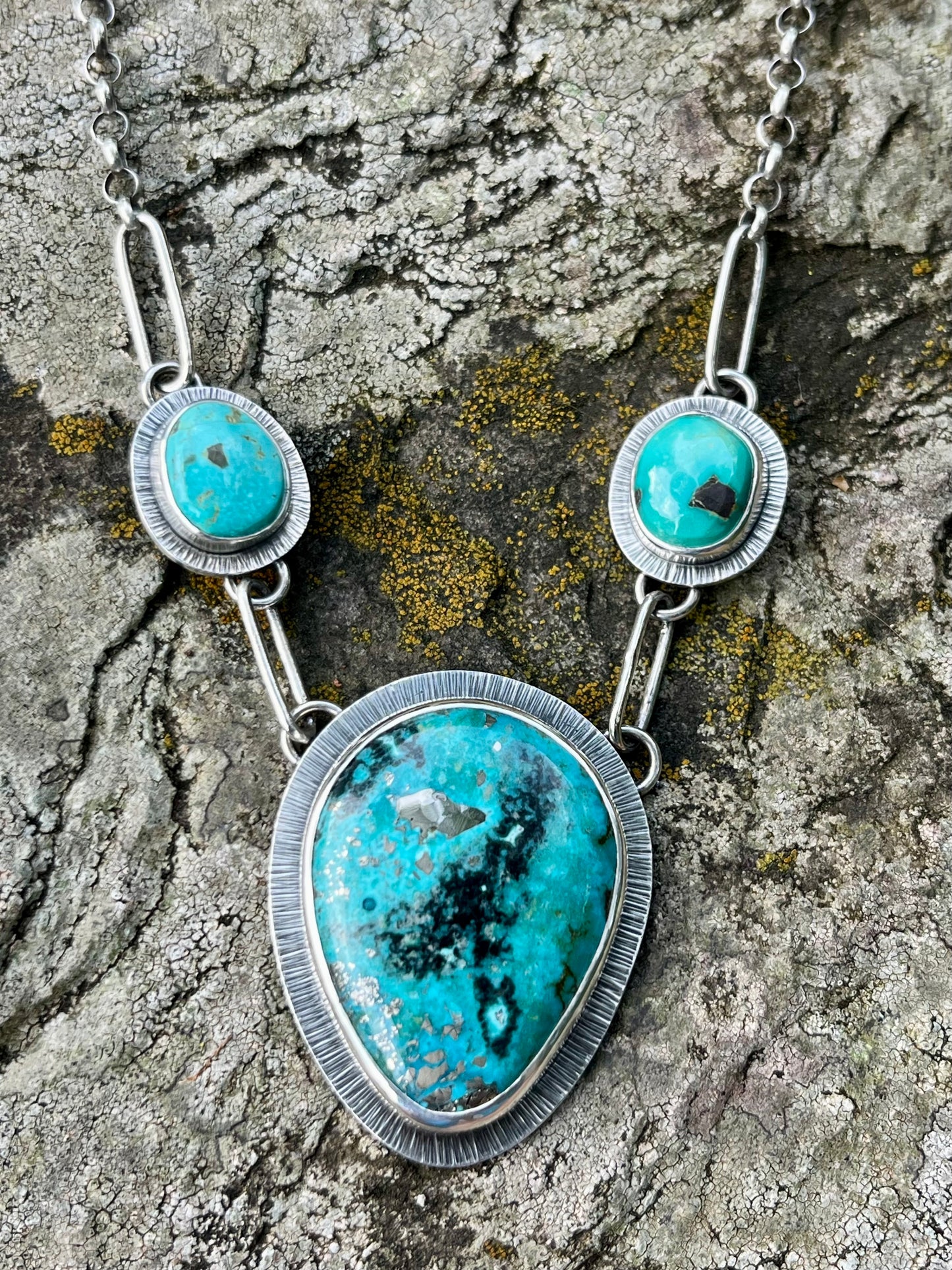 Three Stone Turquoise Necklace