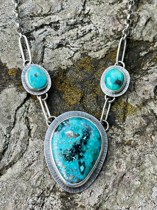 Three Stone Turquoise Necklace