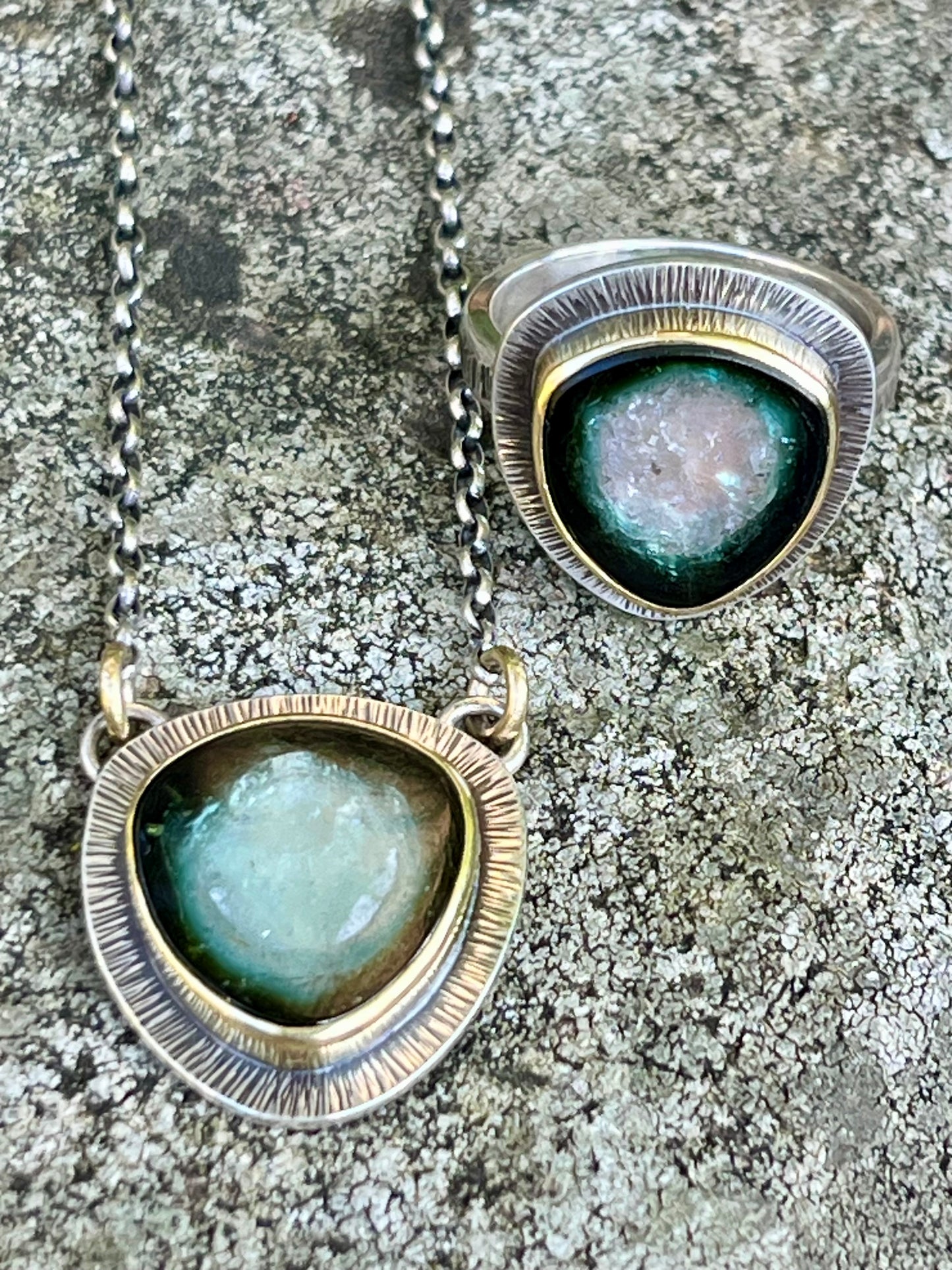 Tourmaline Slice Doublet Ring