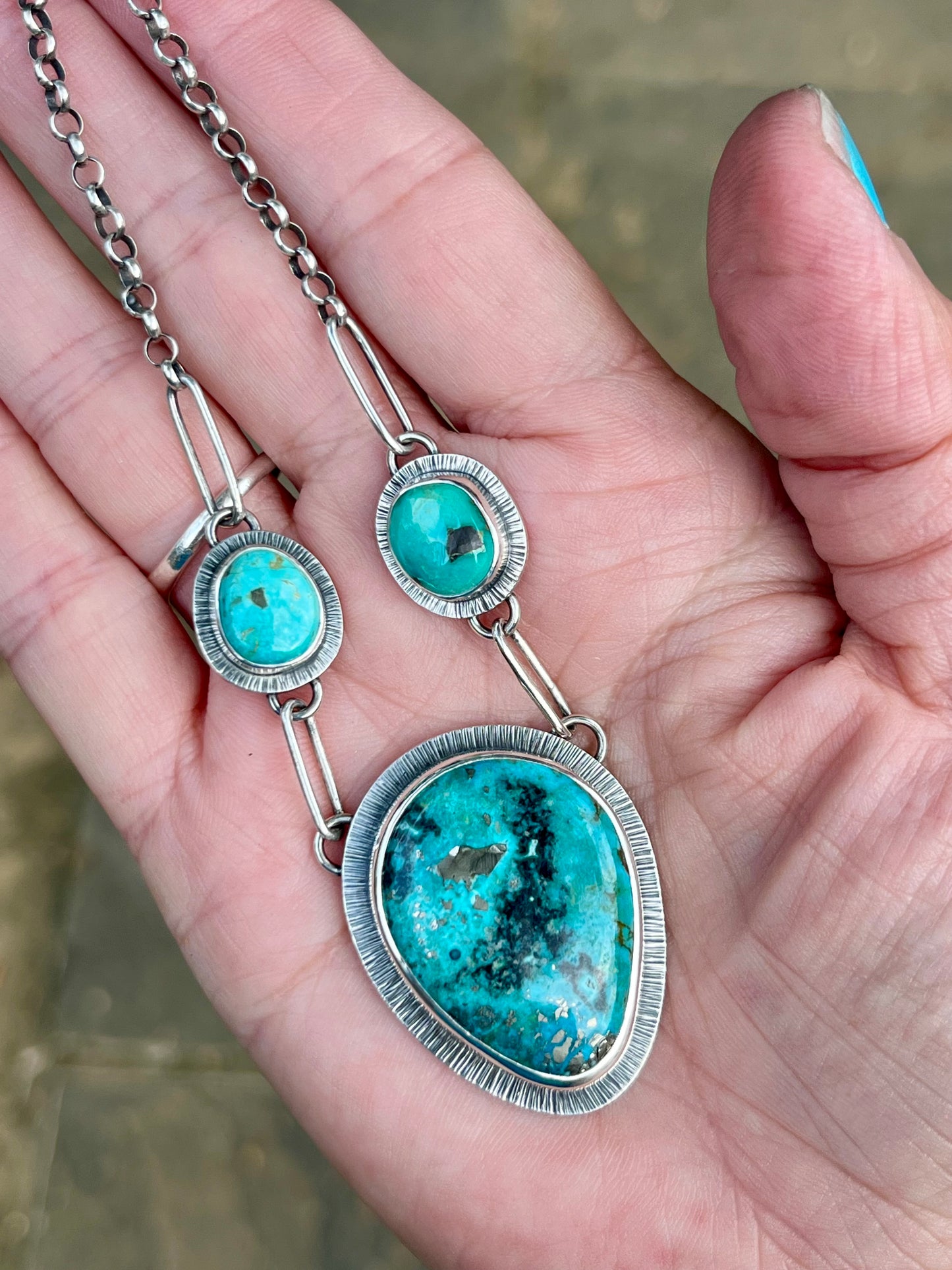 Three Stone Turquoise Necklace