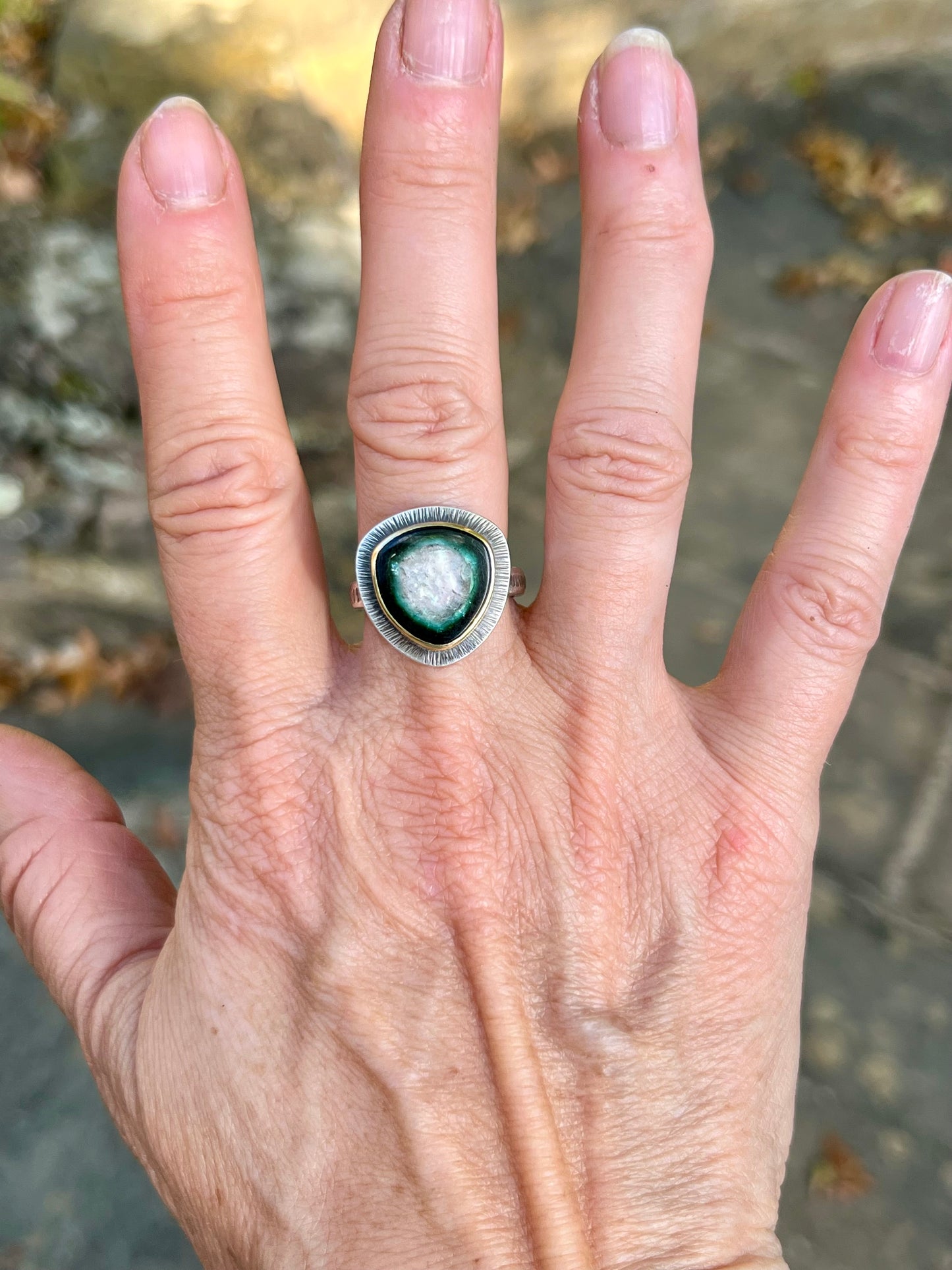 Tourmaline Slice Doublet Ring