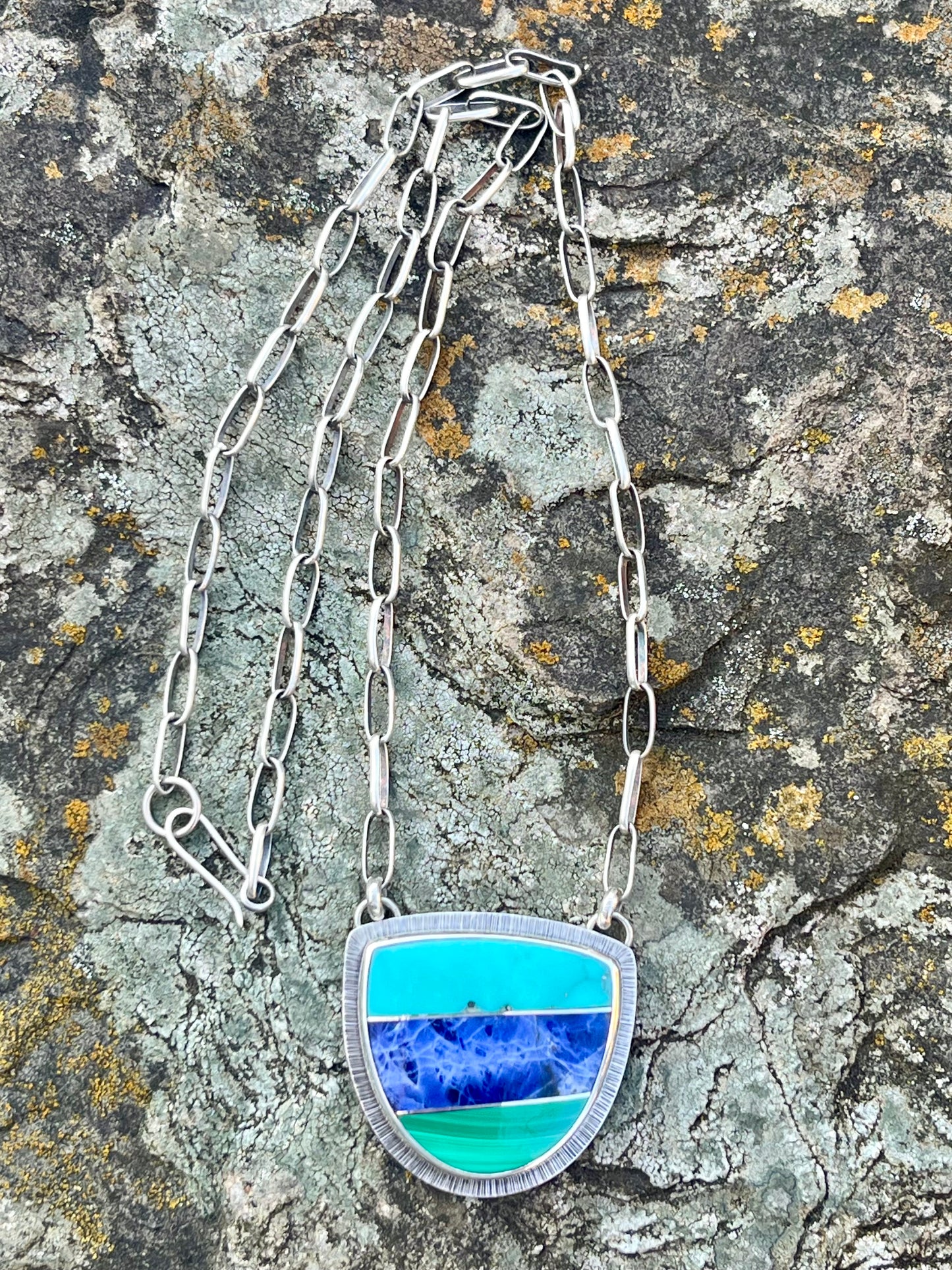 Intarsia Necklace with Handmade Chain