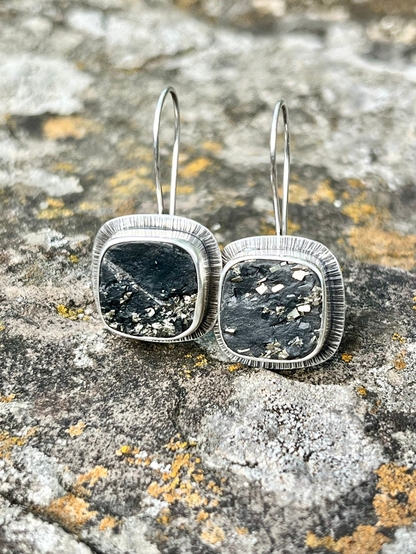 Pyrite Drusy Hook Earrings