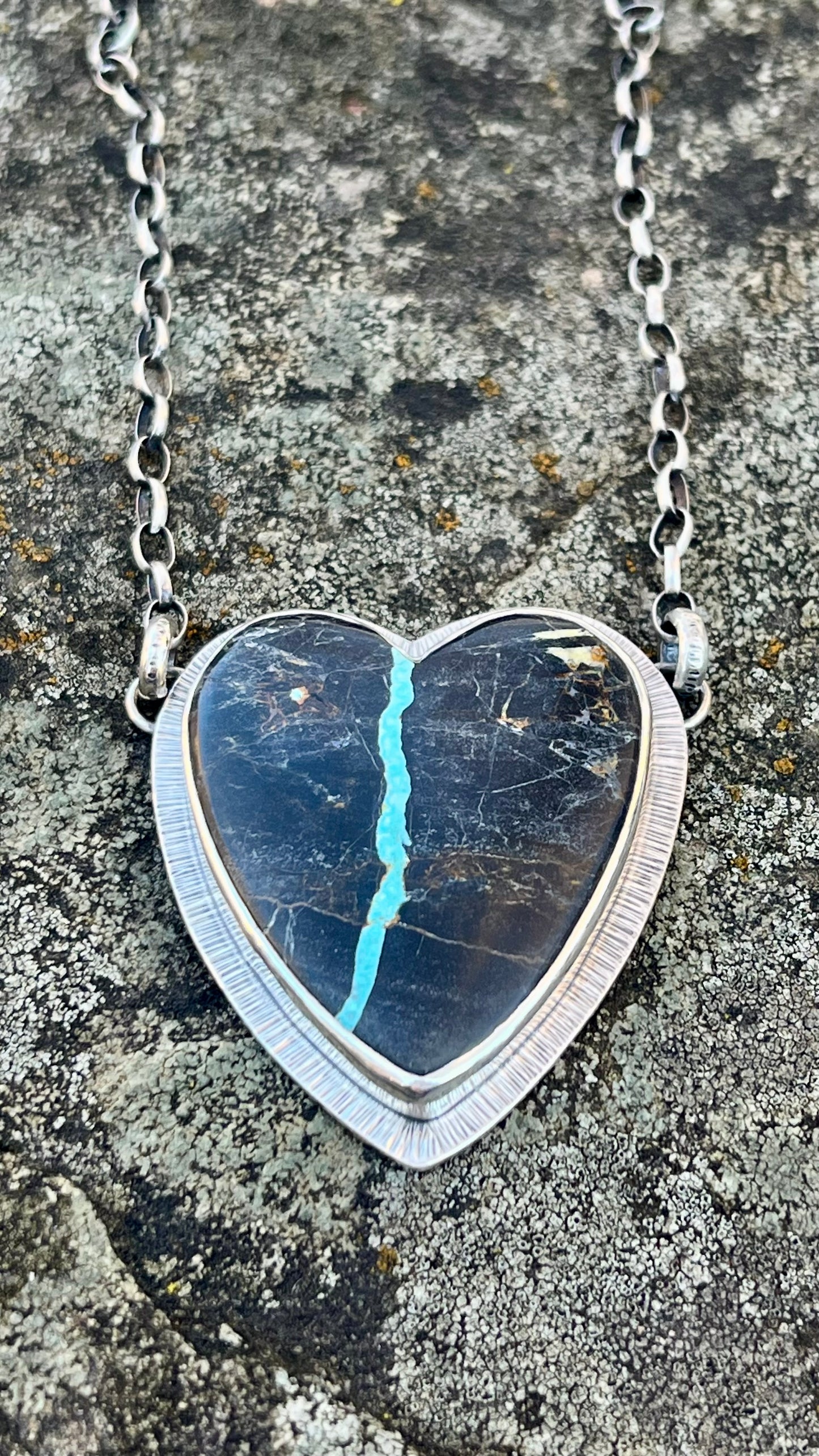 Viking Ribbon Turquoise Heart Necklace