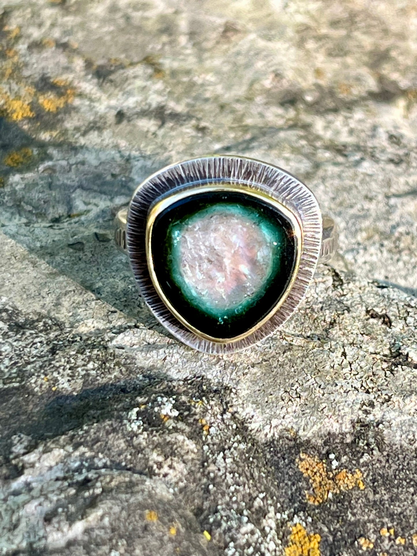 Tourmaline Slice Doublet Ring