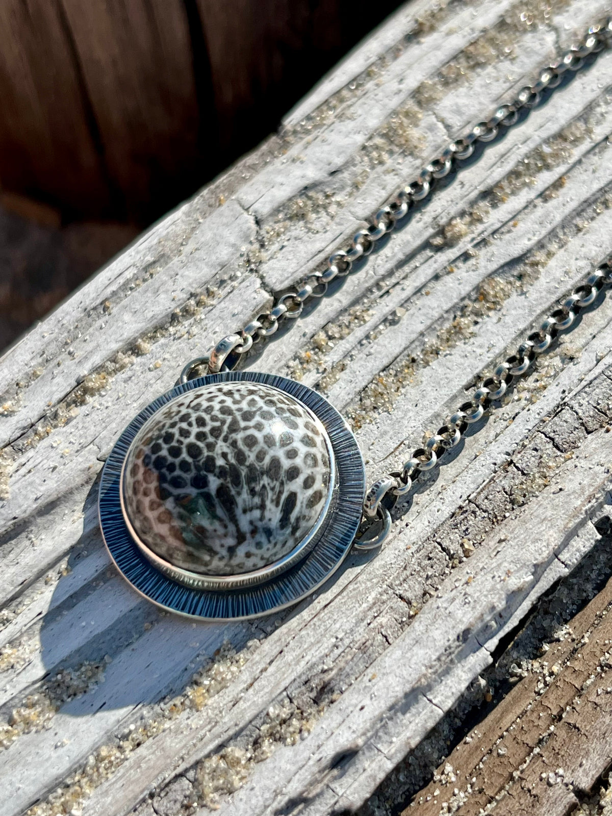 Black Fossil Coral Necklace