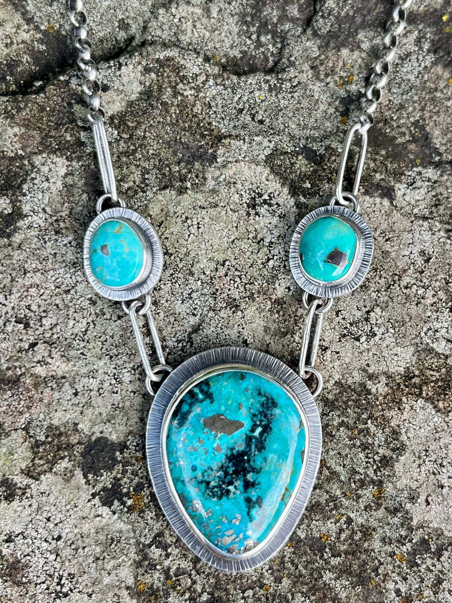 Three Stone Turquoise Necklace