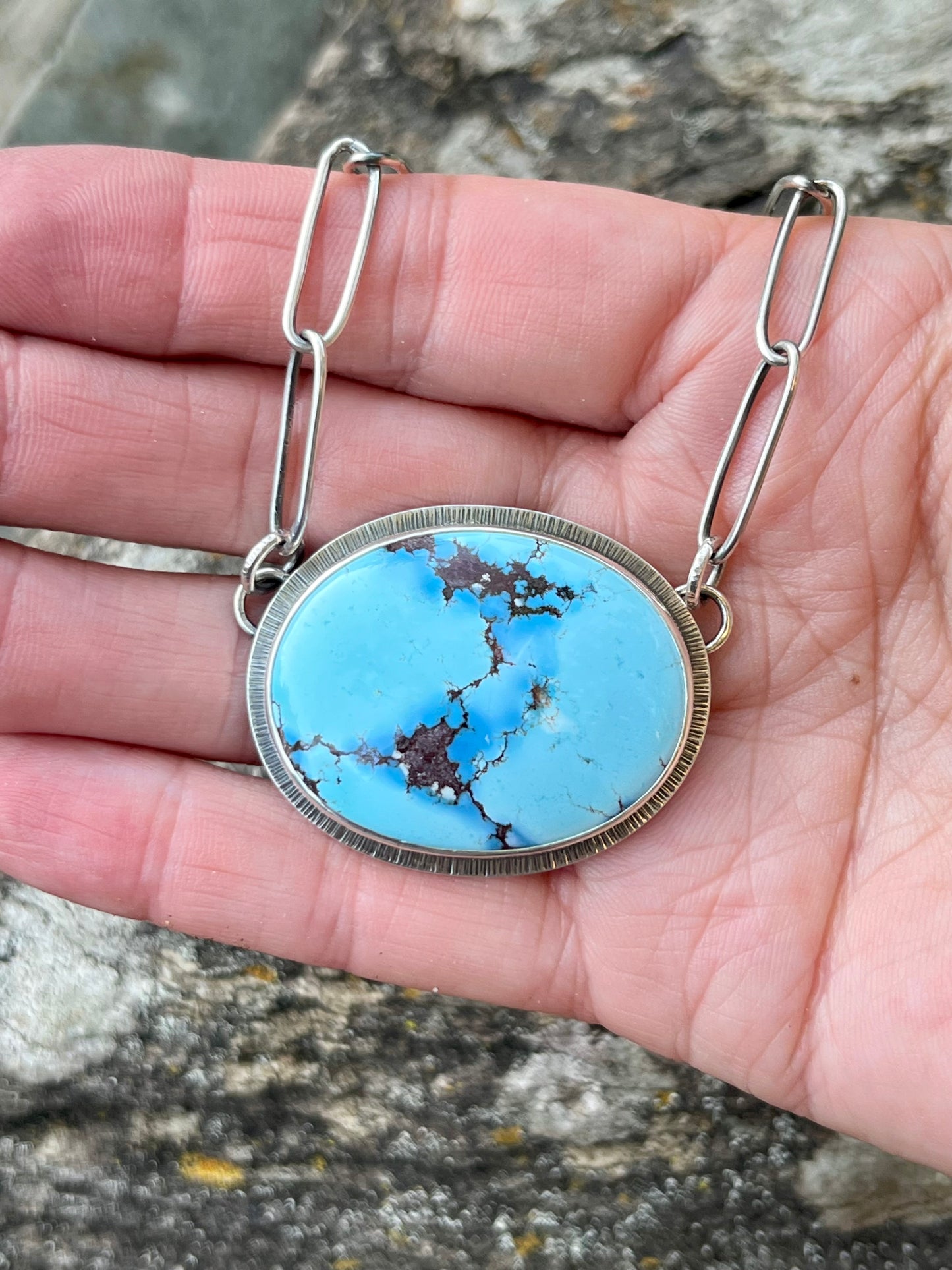 Golden Hill Turquoise Necklace with Handmade Chain