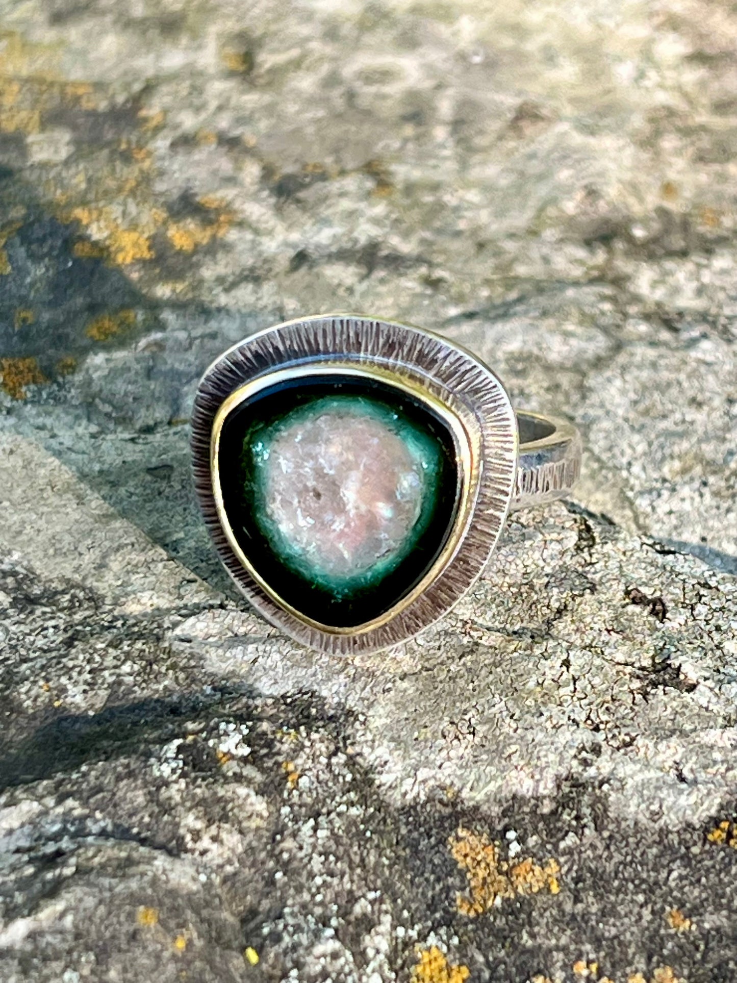 Tourmaline Slice Doublet Ring