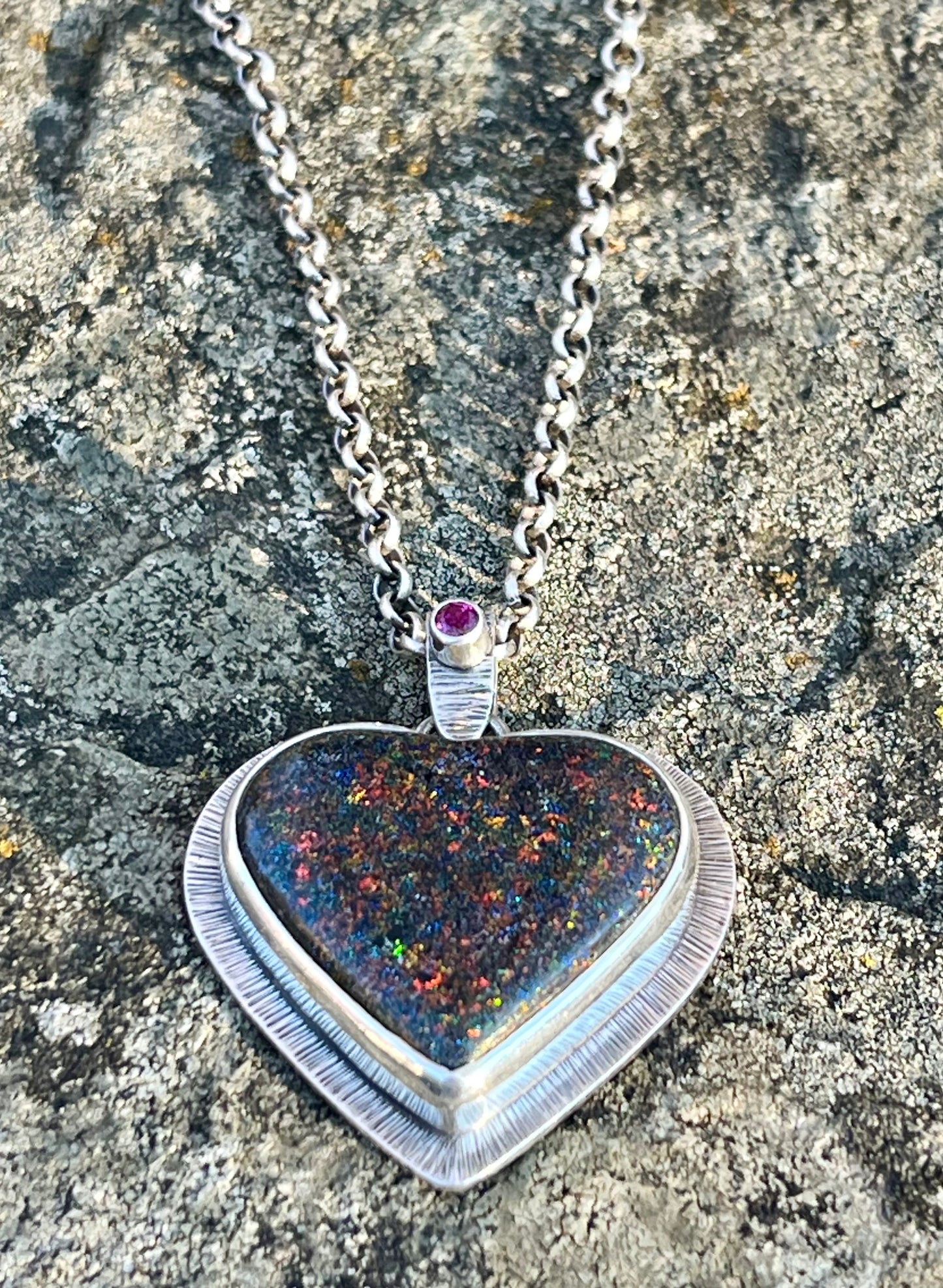 Andamooka Opal Heart Necklace