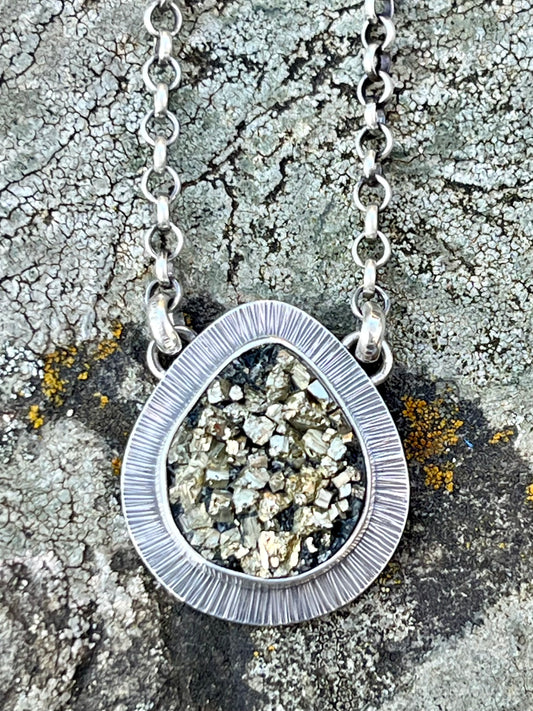 Pyrite Drusy in Basalt Necklace