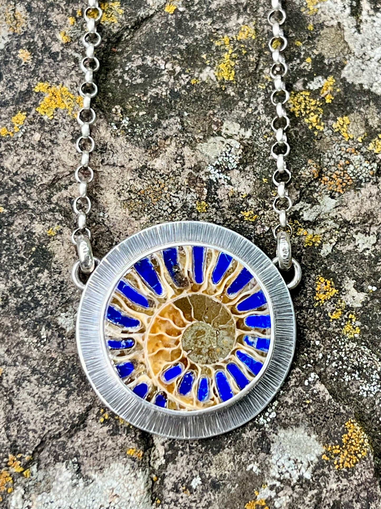 Ammonite with Lapis Inlay Necklace