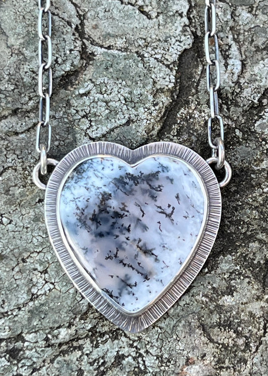 Dendritic Opalized Agate Heart Necklace