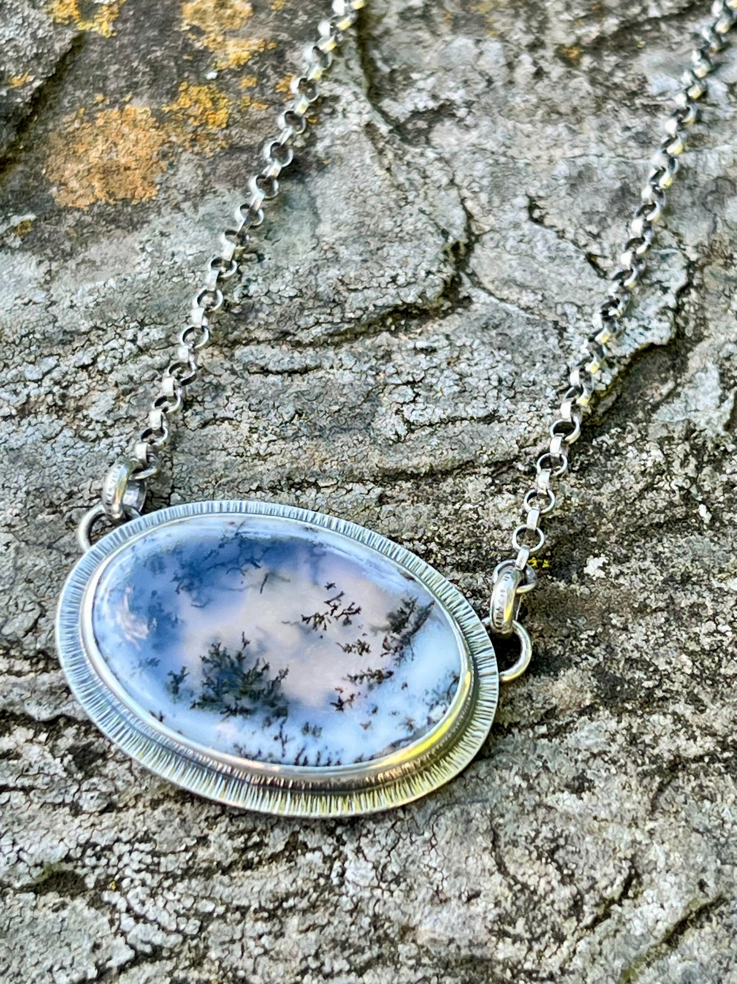 Dendritic Opalized Agate Oval Necklace