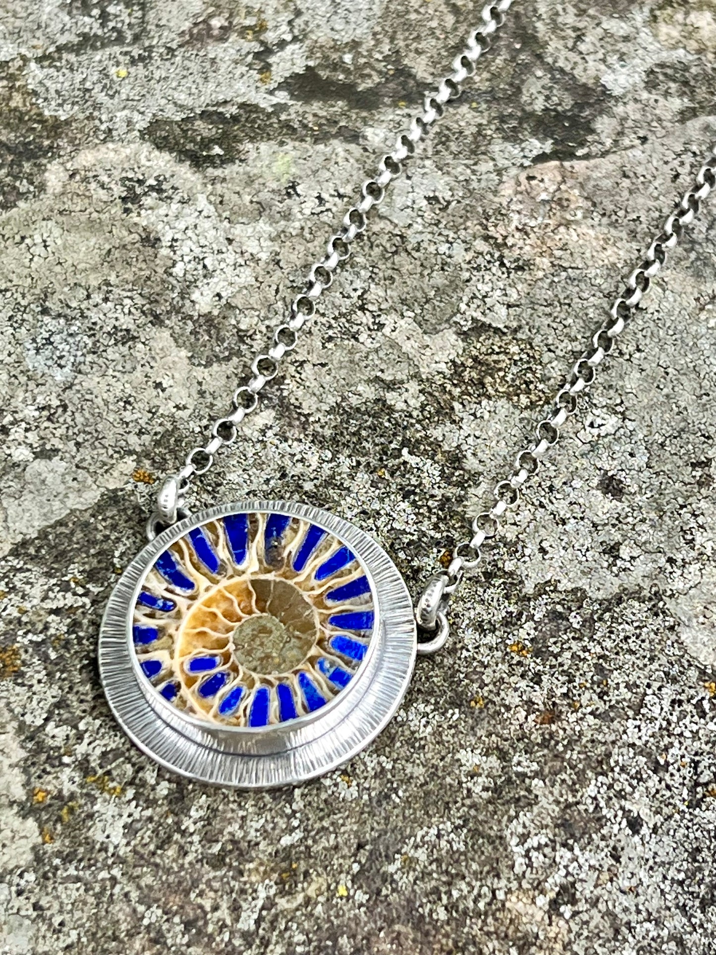 Ammonite with Lapis Inlay Necklace
