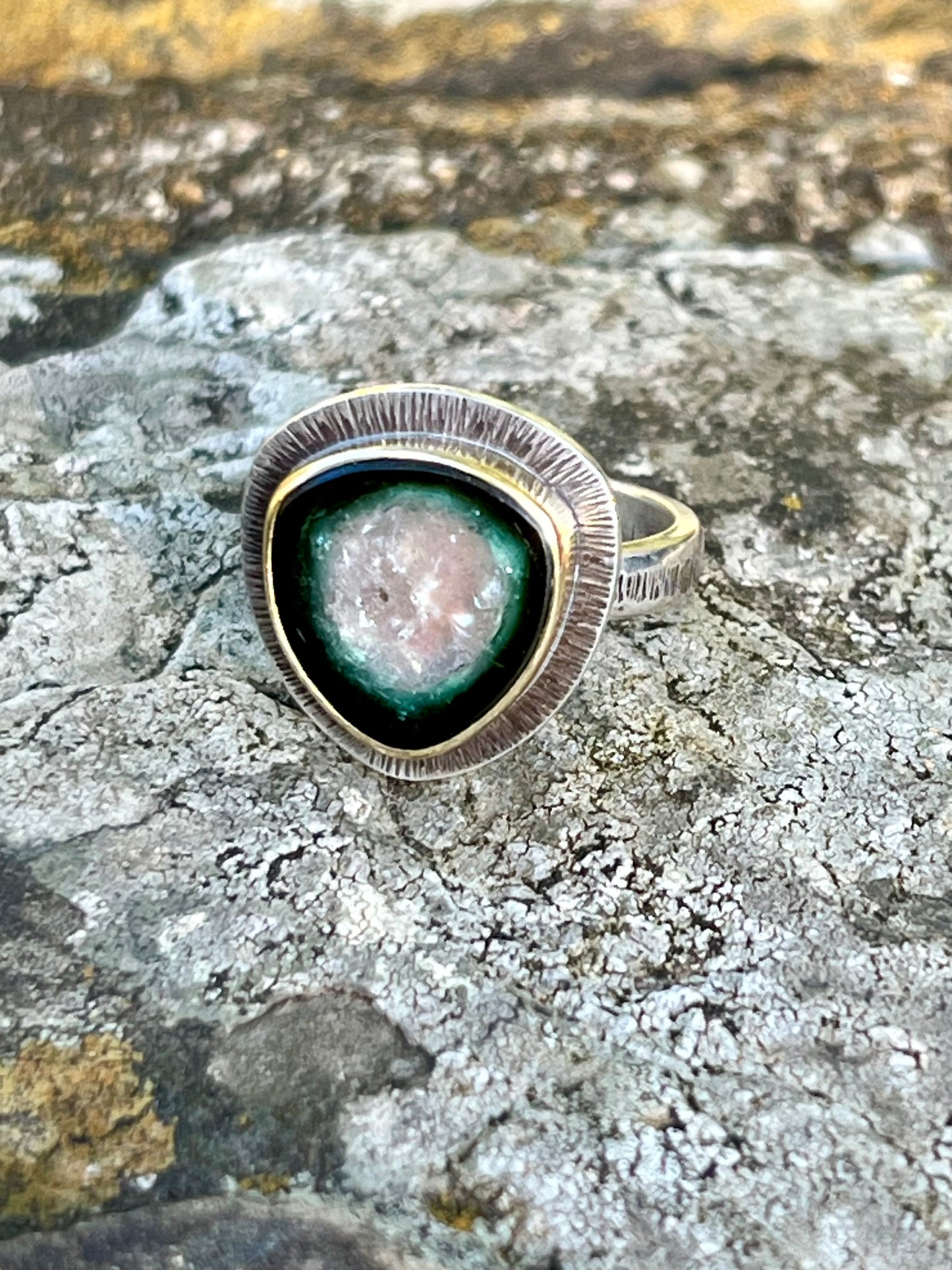 Tourmaline Slice Doublet Ring