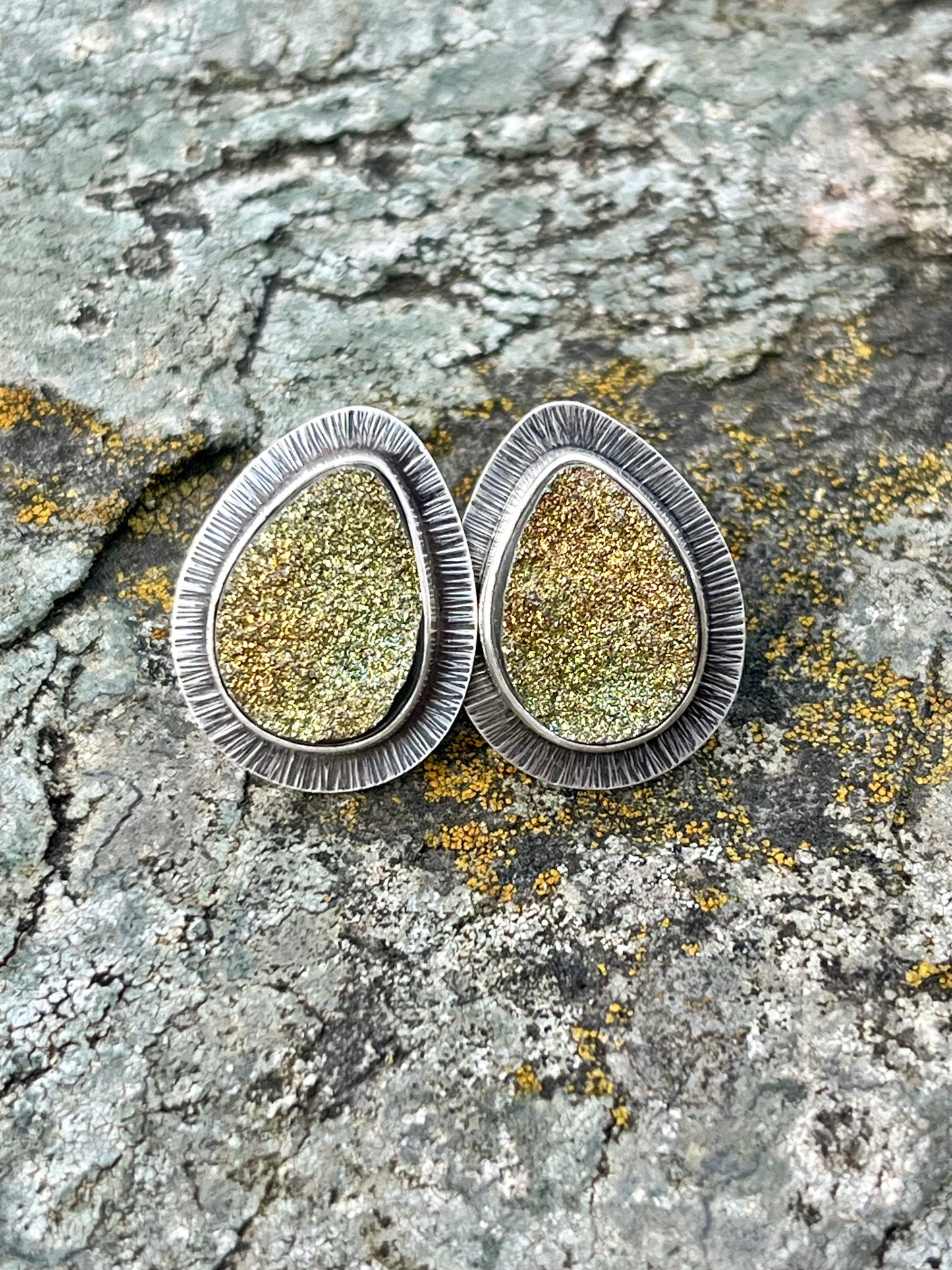Rainbow Pyrite Drusy Earrings