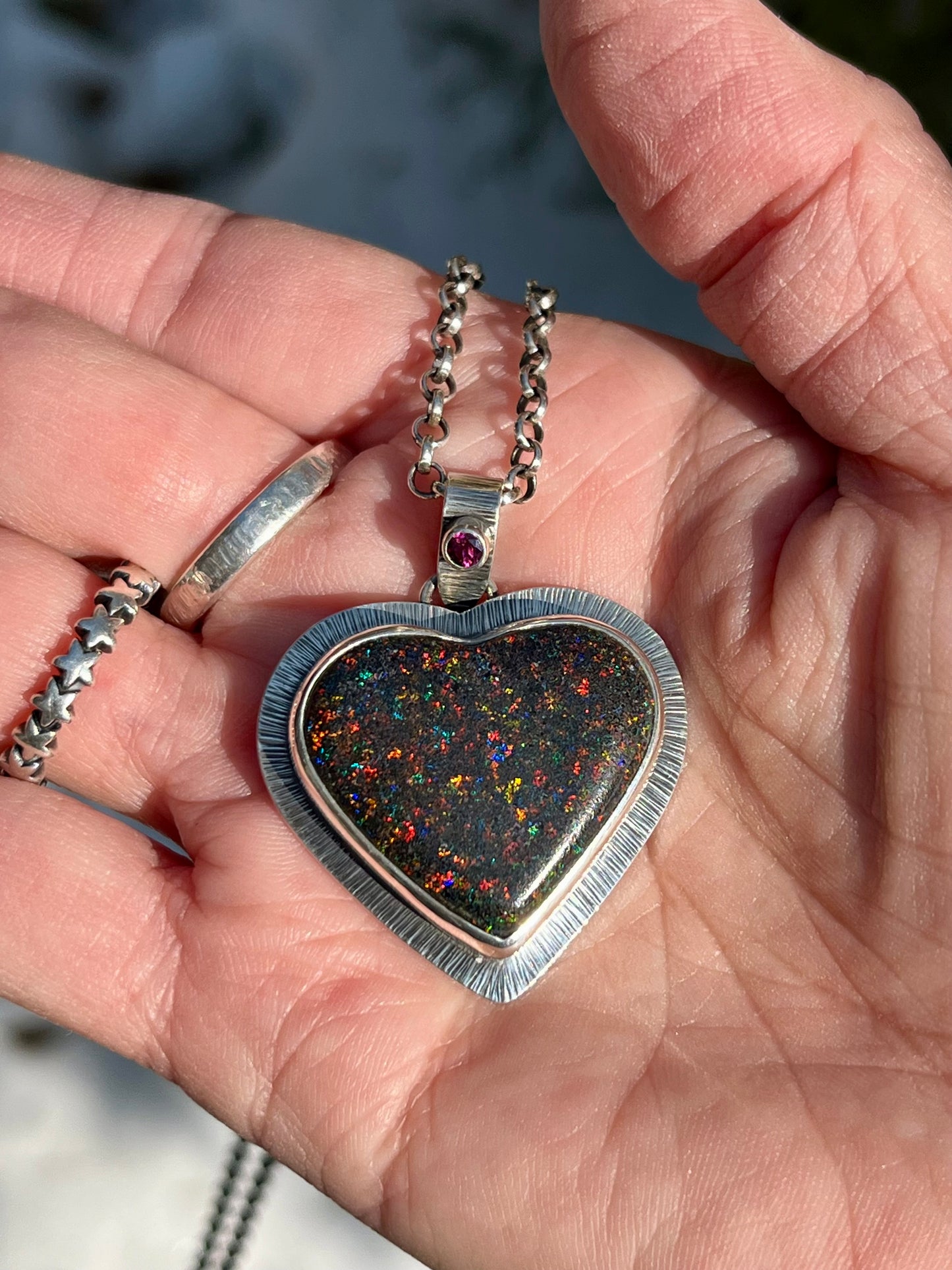 Andamooka Opal Heart Necklace