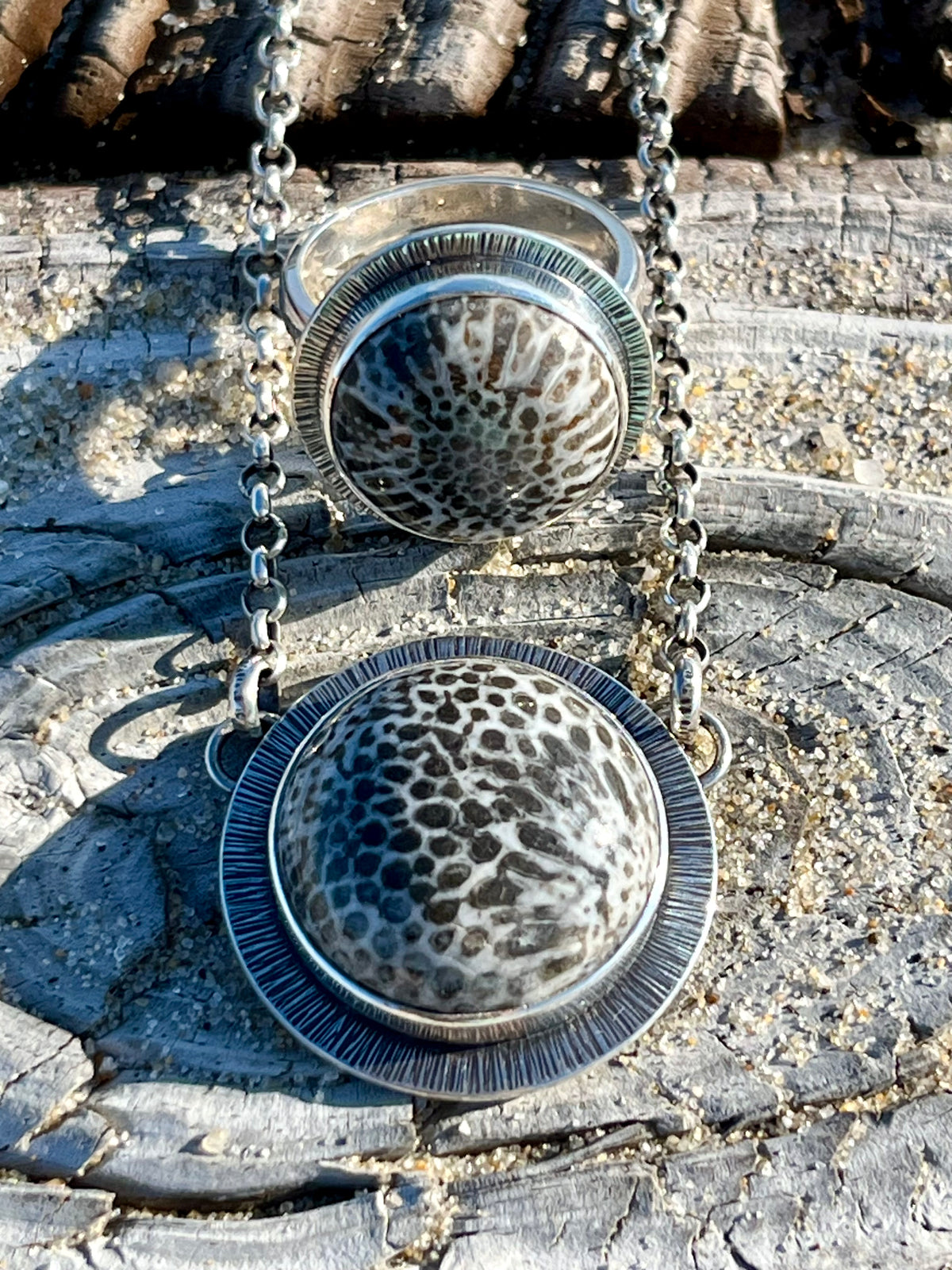 Black Fossil Coral Necklace