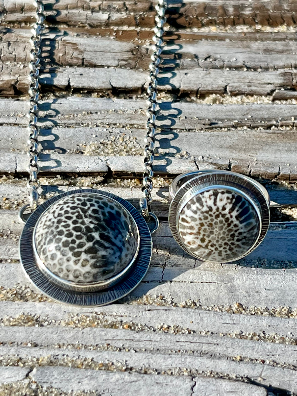 Black Fossil Coral Necklace