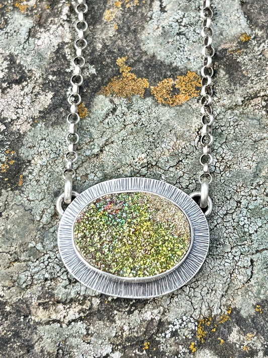 Rainbow Pyrite Drusy Necklace