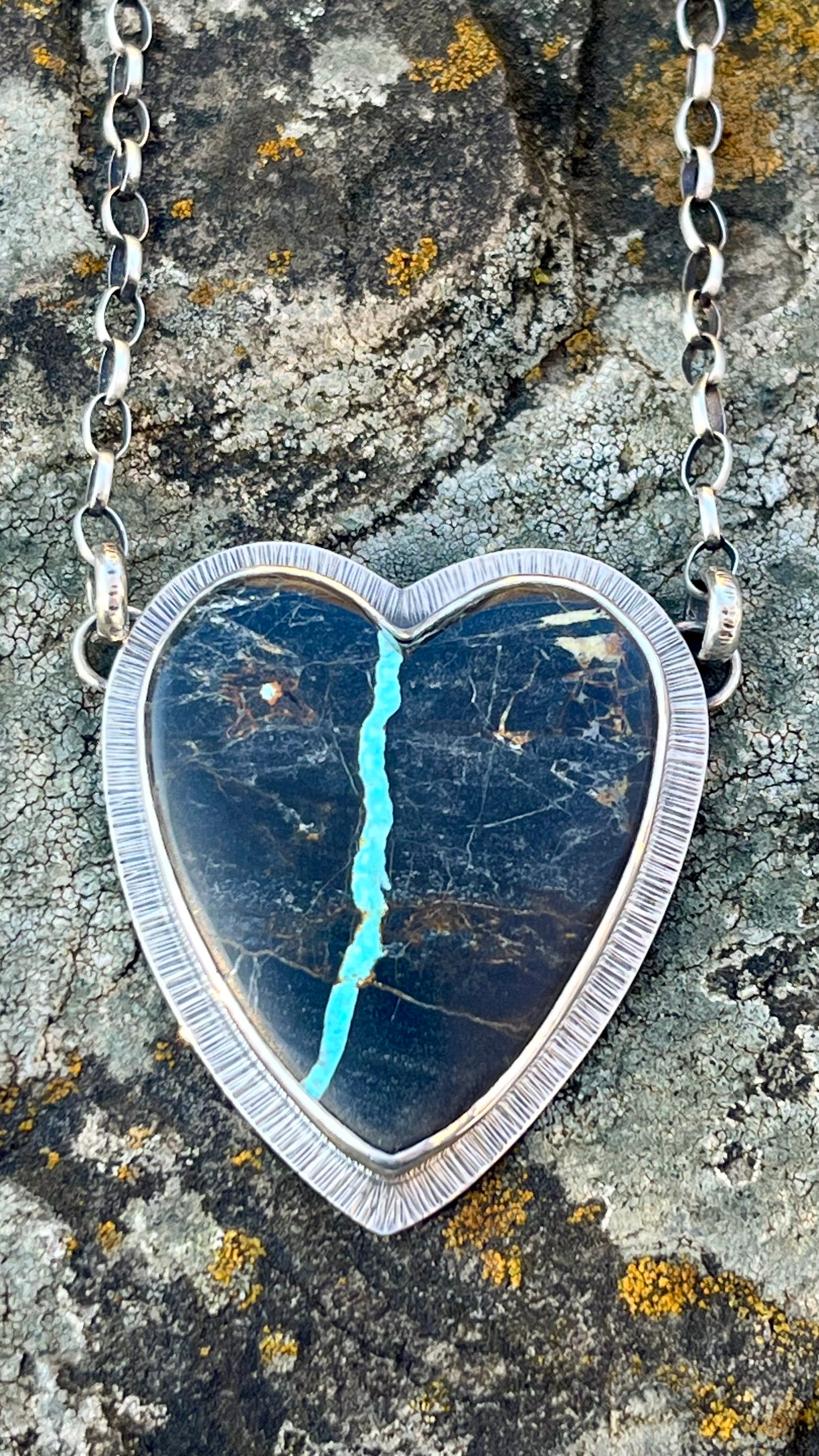 Viking Ribbon Turquoise Heart Necklace