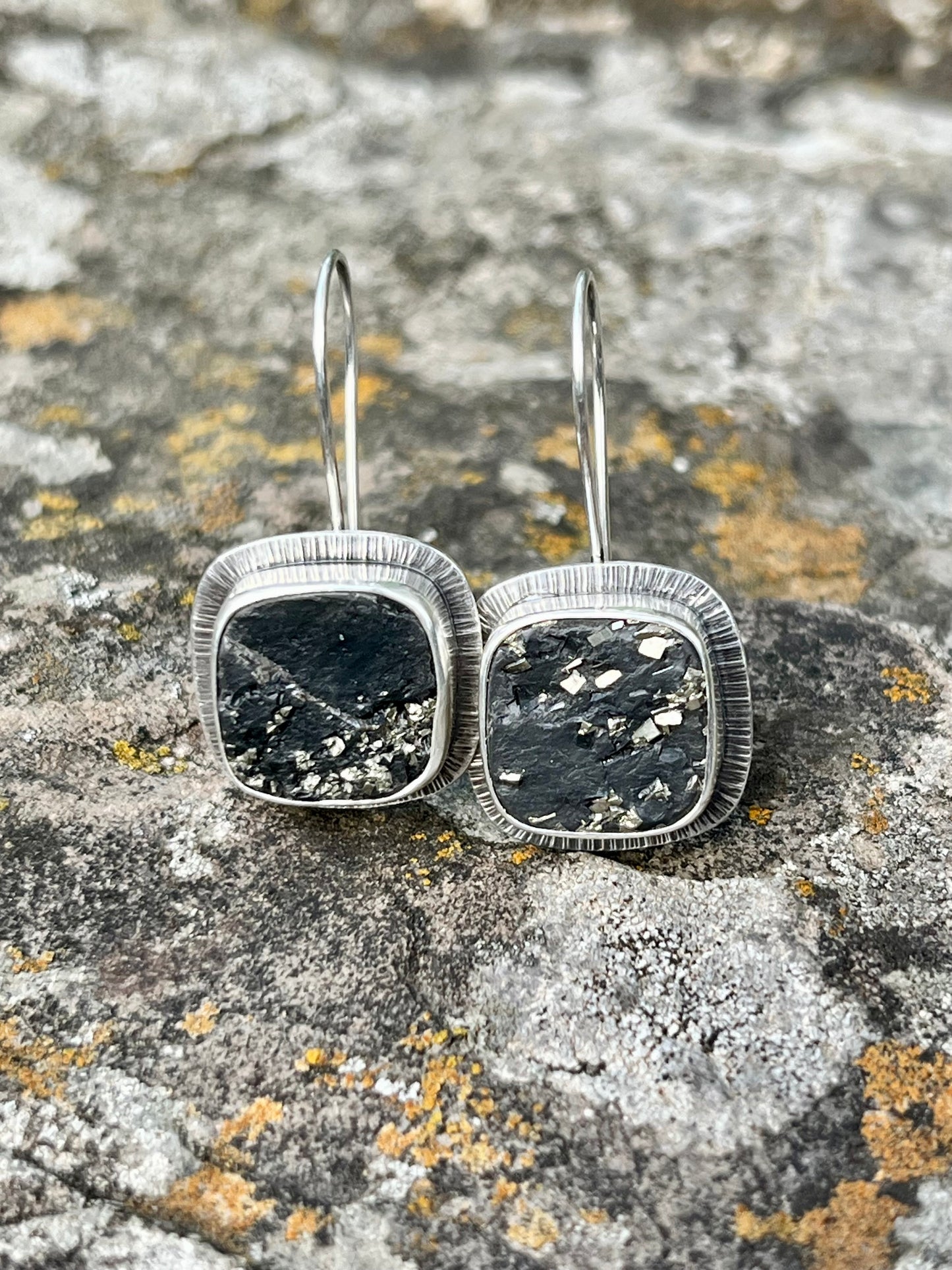 Pyrite Drusy Hook Earrings