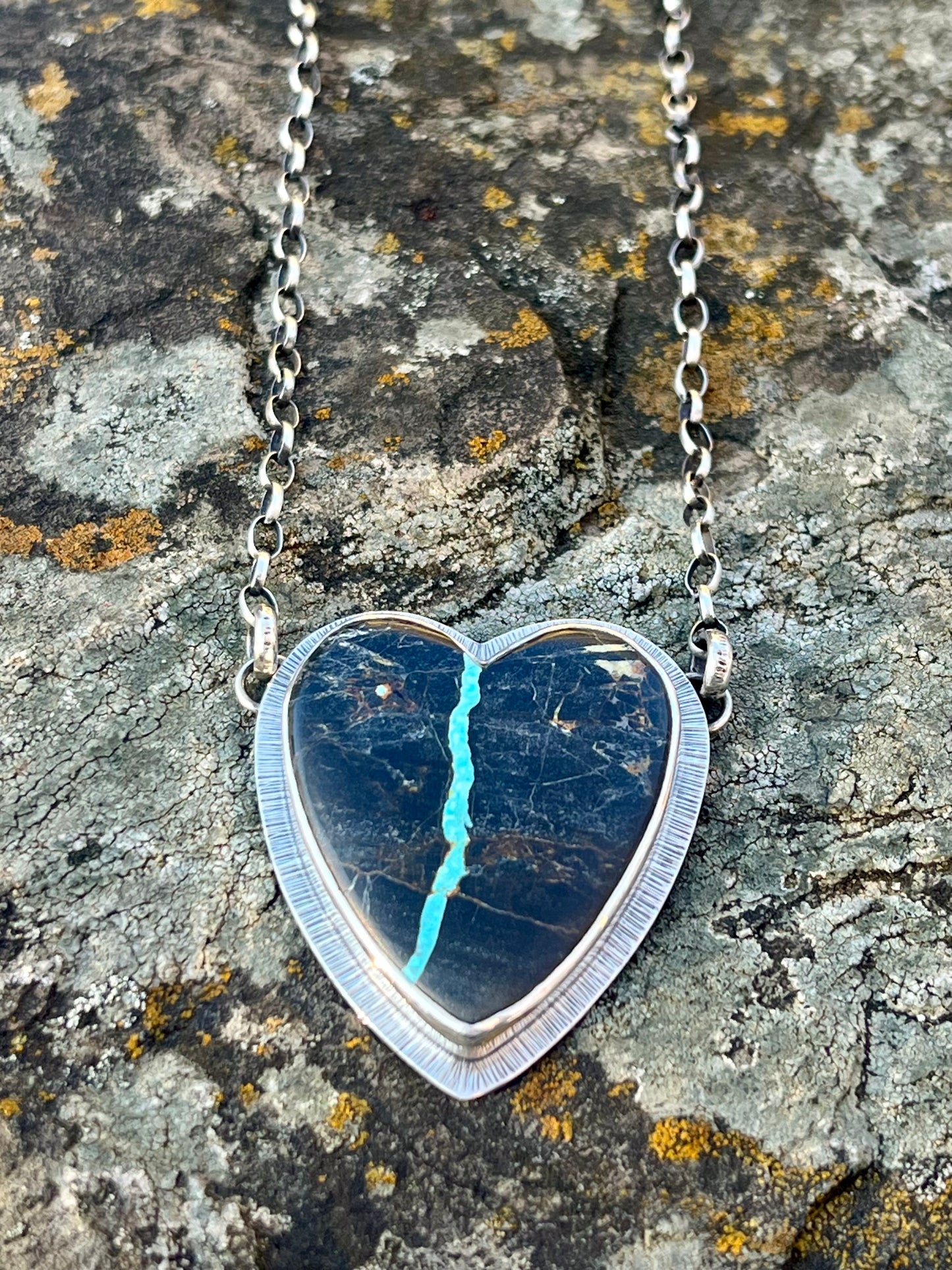 Viking Ribbon Turquoise Heart Necklace
