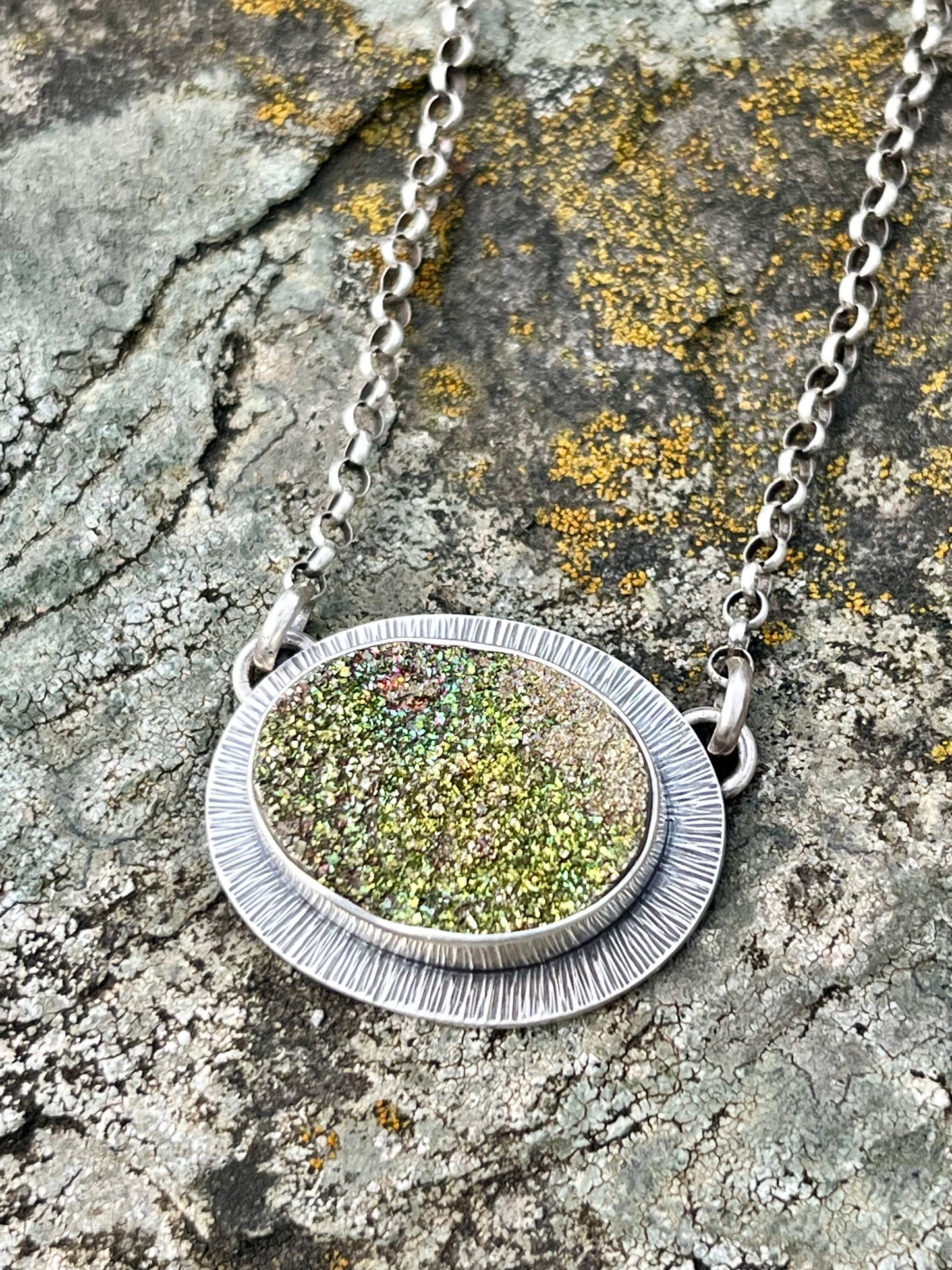 Rainbow Pyrite Drusy Necklace