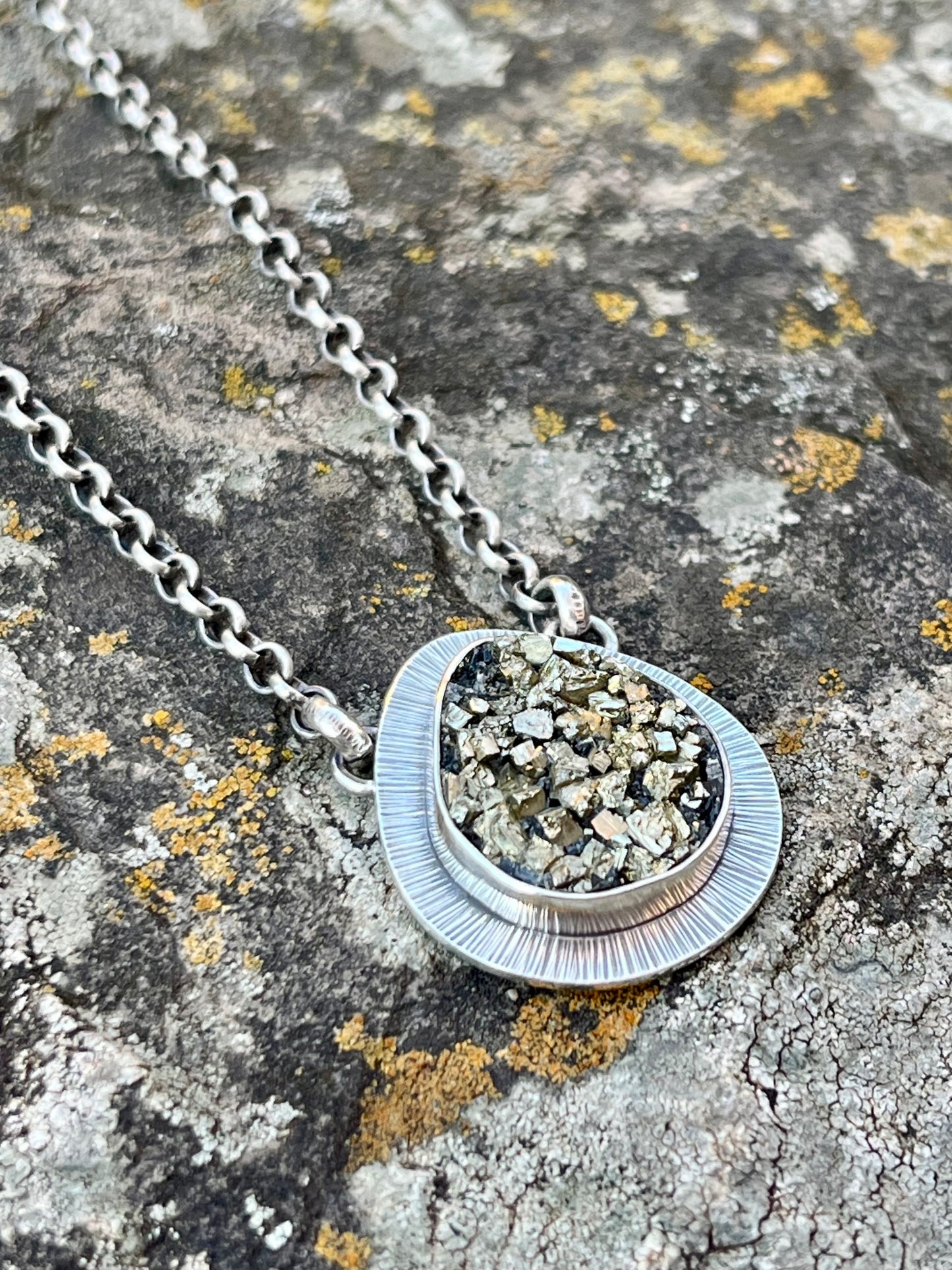 Pyrite Drusy in Basalt Necklace