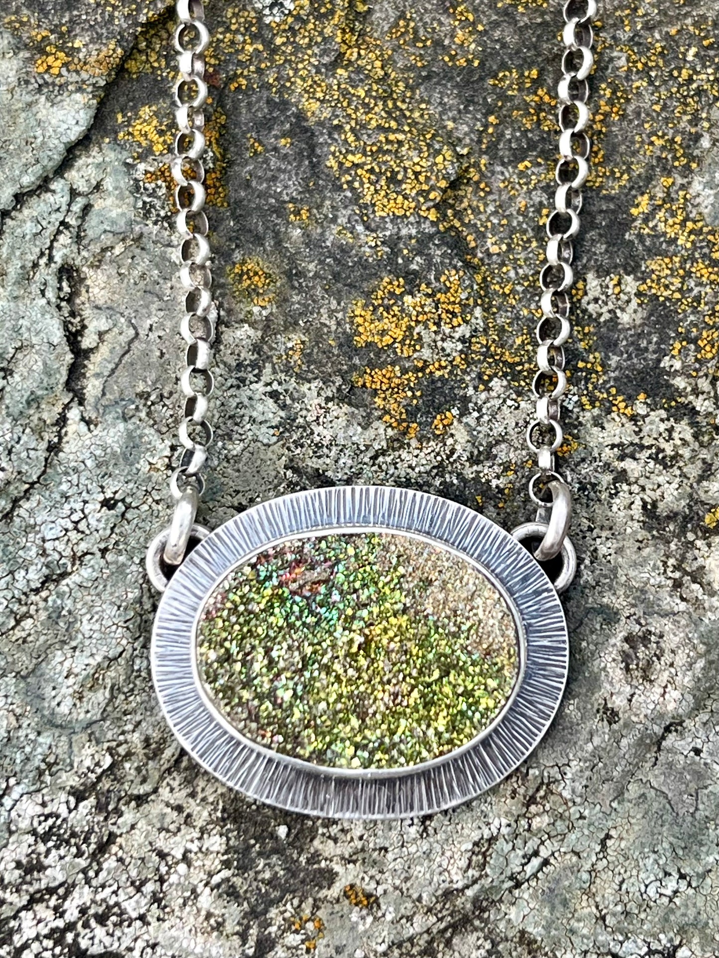 Rainbow Pyrite Drusy Necklace