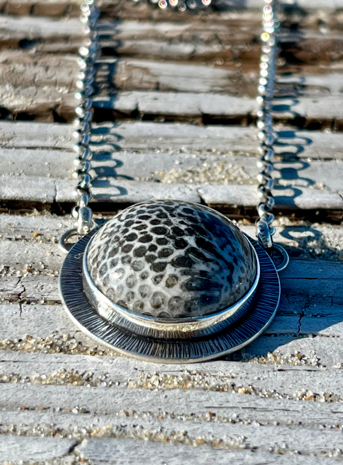 Black Fossil Coral Necklace
