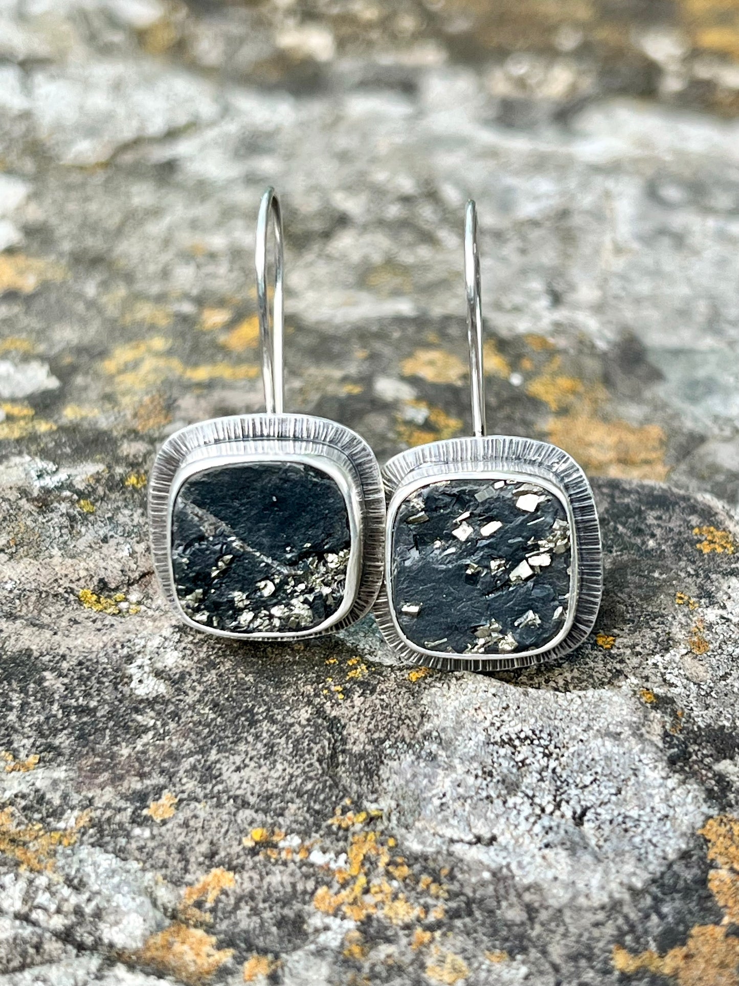Pyrite Drusy Hook Earrings