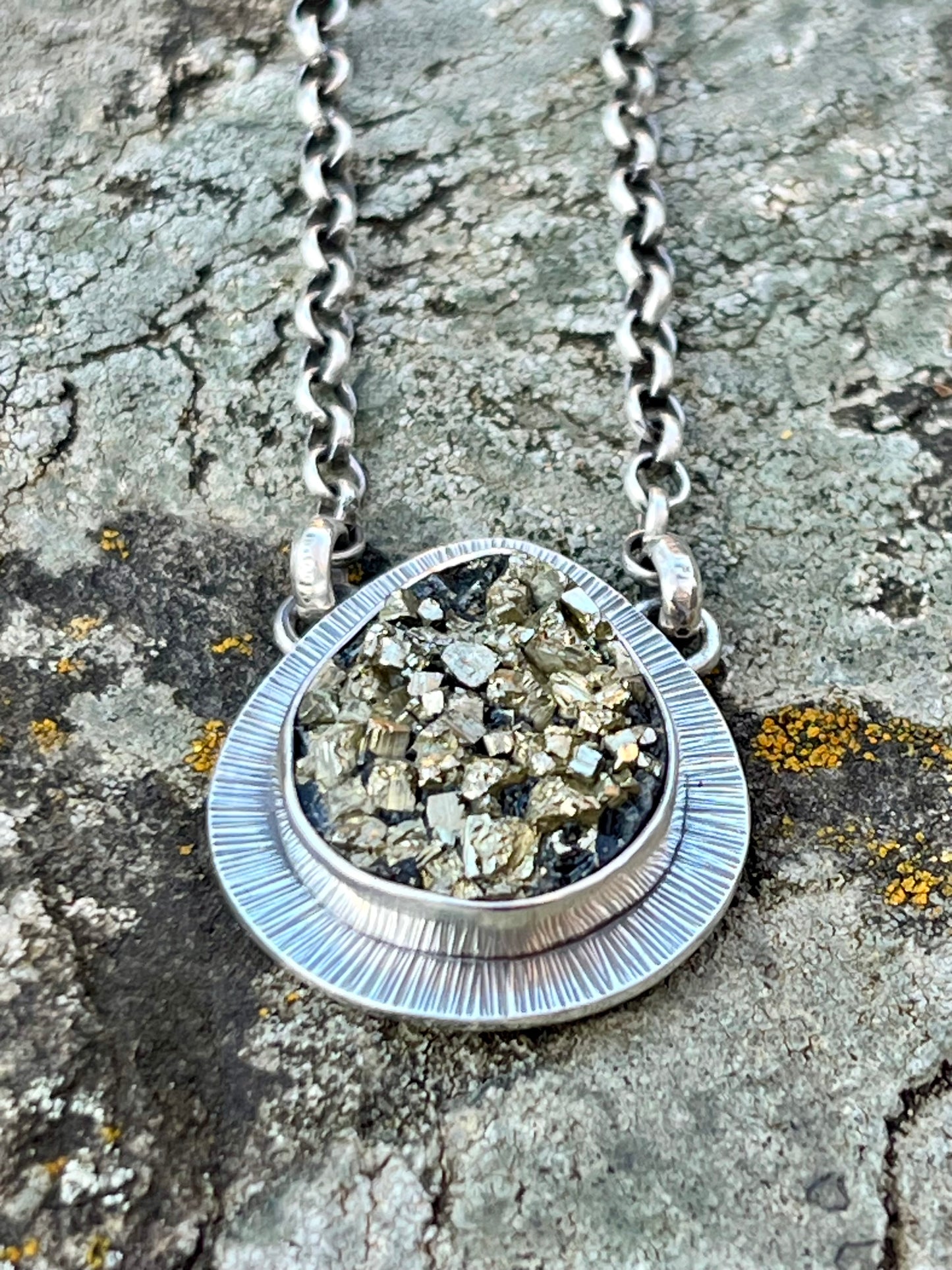 Pyrite Drusy in Basalt Necklace