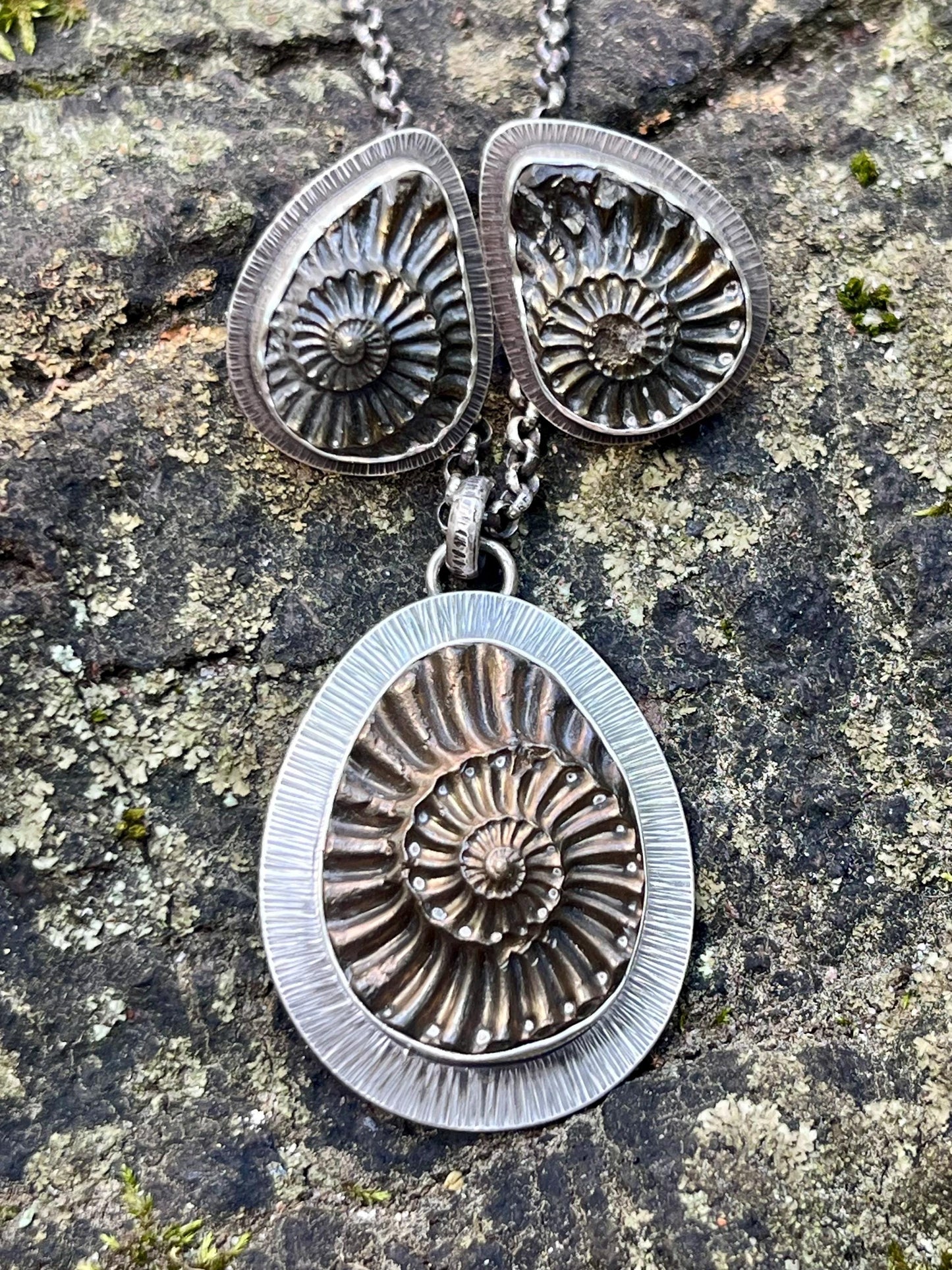 Pyritized Ammonite Negative Earrings